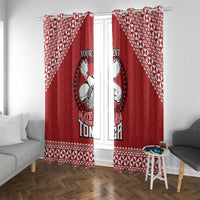 Tonga Rugby XIII Custom Window Curtain Mate Ma'a Tonga with Ngatu Pattern LT9 With Grommets Red - Polynesian Pride