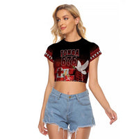 Custom Tonga 676 Haamonga a Maui Raglan Cropped T Shirt Tongan Sipi Tau Unique Dance LT9 Female Red - Polynesian Pride