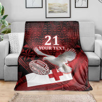 Custom Tonga XIII Rugby Tribal Tattoo Blanket Mate Ma'a Tonga Kupesi Ngatu Grunge Style LT9 - Polynesian Pride