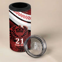 Custom Tonga XIII Rugby Tribal Tattoo 4 in 1 Can Cooler Tumbler Mate Ma'a Tonga Kupesi Ngatu Grunge Style