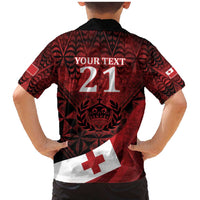 Custom Tonga XIII Rugby Tribal Tattoo Family Matching Mermaid Dress and Hawaiian Shirt Mate Ma'a Tonga Kupesi Ngatu Grunge Style