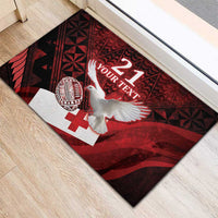 Custom Tonga XIII Rugby Tribal Tattoo Rubber Doormat Mate Ma'a Tonga Kupesi Ngatu Grunge Style LT9 - Polynesian Pride