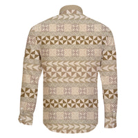 Pasifika Sataoa Pattern Simple Motif Family Matching Off Shoulder Short Dress and Hawaiian Shirt Beige Tan LT9 - Polynesian Pride