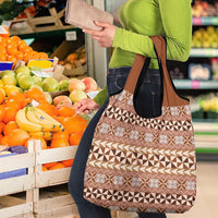Pasifika Sataoa Pattern Simple Motif Grocery Bag Brown Beige Tan LT9 - Polynesian Pride