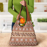 Pasifika Sataoa Pattern Simple Motif Grocery Bag Brown Beige Tan LT9 - Polynesian Pride