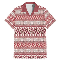 Pasifika Sataoa Pattern Simple Motif Family Matching Mermaid Dress and Hawaiian Shirt Cherry LT9 Dad's Shirt - Short Sleeve Cherry - Polynesian Pride