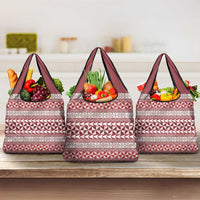 Pasifika Sataoa Pattern Simple Motif Grocery Bag Cherry LT9 3-pack One Size Cherry - Polynesian Pride