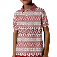 Pasifika Sataoa Pattern Simple Motif Kid Polo Shirt Cherry LT9 Kid Cherry - Polynesian Pride