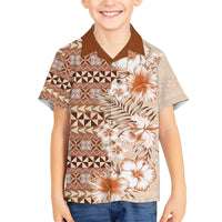 Pasifika Sataoa Pattern Plumeria Vintage Hawaiian Shirt Brown Beige Tan LT9 - Polynesian Pride