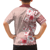 Pasifika Sataoa Pattern Plumeria Vintage Family Matching Off Shoulder Long Sleeve Dress and Hawaiian Shirt Cherry LT9 - Polynesian Pride