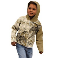 Vintage Hammerhead Shark Valentine Day Kid Hoodie Pasifika Sataoa Pattern - Beige Tan LT9 - Polynesian Pride