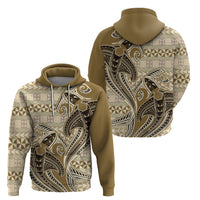 Vintage Hammerhead Shark Valentine Day Zip Hoodie Pasifika Sataoa Pattern - Beige Tan LT9 - Polynesian Pride