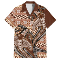 Vintage Hammerhead Shark Valentine Day Hawaiian Shirt Pasifika Sataoa Pattern - Brown Beige Tan LT9 Brown - Polynesian Pride