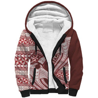 Vintage Hammerhead Shark Valentine Day Sherpa Hoodie Pasifika Sataoa Pattern - Cherry LT9 Unisex Cherry - Polynesian Pride
