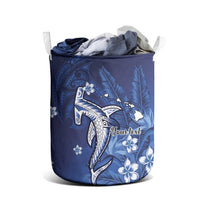 Personalized Hawaiian Maori Hammerhead Shark Laundry Basket Polu Plumeria LT9 - Polynesian Pride