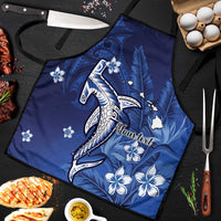Personalized Hawaiian Maori Hammerhead Shark Apron Polu Plumeria LT9 Blue - Polynesian Pride