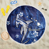Personalized Hawaiian Maori Hammerhead Shark Beach Blanket Polu Plumeria LT9 One Size 150cm Blue - Polynesian Pride