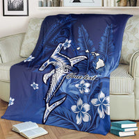 Personalized Hawaiian Maori Hammerhead Shark Blanket Polu Plumeria LT9 - Polynesian Pride