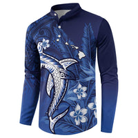 Personalized Hawaiian Maori Hammerhead Shark Button Sweatshirt Polu Plumeria LT9 - Polynesian Pride