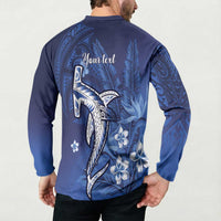Personalized Hawaiian Maori Hammerhead Shark Button Sweatshirt Polu Plumeria LT9 - Polynesian Pride