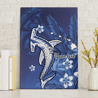 Personalized Hawaiian Maori Hammerhead Shark Canvas Wall Art Polu Plumeria LT9 Without Frame Blue - Polynesian Pride