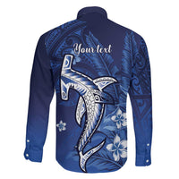 Personalized Hawaiian Maori Hammerhead Shark Family Matching Off Shoulder Short Dress and Hawaiian Shirt Polu Plumeria