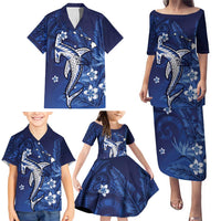 Personalized Hawaiian Maori Hammerhead Shark Family Matching Puletasi and Hawaiian Shirt Polu Plumeria - Polynesian Pride