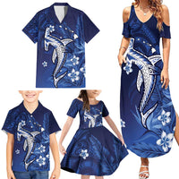 Personalized Hawaiian Maori Hammerhead Shark Family Matching Summer Maxi Dress and Hawaiian Shirt Polu Plumeria - Polynesian Pride