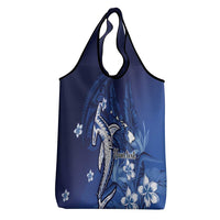 Personalized Hawaiian Maori Hammerhead Shark Grocery Bag Polu Plumeria LT9 - Polynesian Pride