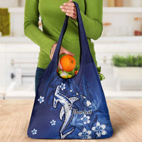 Personalized Hawaiian Maori Hammerhead Shark Grocery Bag Polu Plumeria LT9 - Polynesian Pride
