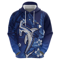 Personalized Hawaiian Maori Hammerhead Shark Hoodie Polu Plumeria - Polynesian Pride
