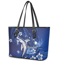 Personalized Hawaiian Maori Hammerhead Shark Leather Tote Bag Polu Plumeria LT9 - Polynesian Pride