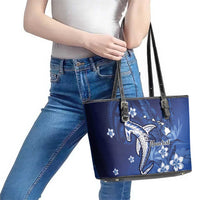 Personalized Hawaiian Maori Hammerhead Shark Leather Tote Bag Polu Plumeria LT9 - Polynesian Pride
