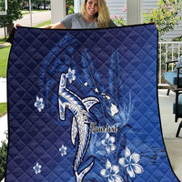 Personalized Hawaiian Maori Hammerhead Shark Quilt Polu Plumeria - Polynesian Pride