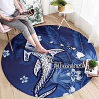 Personalized Hawaiian Maori Hammerhead Shark Round Carpet Polu Plumeria LT9 - Polynesian Pride