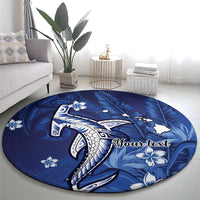 Personalized Hawaiian Maori Hammerhead Shark Round Carpet Polu Plumeria LT9 - Polynesian Pride