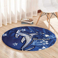 Personalized Hawaiian Maori Hammerhead Shark Round Carpet Polu Plumeria LT9 - Polynesian Pride