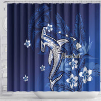 Personalized Hawaiian Maori Hammerhead Shark Shower Curtain Polu Plumeria LT9 - Polynesian Pride
