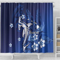 Personalized Hawaiian Maori Hammerhead Shark Shower Curtain Polu Plumeria LT9 - Polynesian Pride