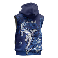 Personalized Hawaiian Maori Hammerhead Shark Sleeveless Zip Hoodie Polu Plumeria LT9 - Polynesian Pride