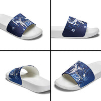 Personalized Hawaiian Maori Hammerhead Shark Slide Sandals Polu Plumeria LT9 - Polynesian Pride