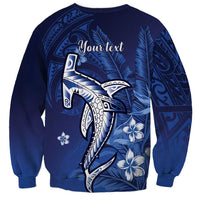 Personalized Hawaiian Maori Hammerhead Shark Sweatshirt Polu Plumeria LT9 - Polynesian Pride