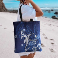 Personalized Hawaiian Maori Hammerhead Shark Tote Bag Polu Plumeria LT9 - Polynesian Pride
