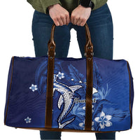 Personalized Hawaiian Maori Hammerhead Shark Travel Bag Polu Plumeria LT9 Blue - Polynesian Pride
