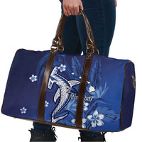 Personalized Hawaiian Maori Hammerhead Shark Travel Bag Polu Plumeria LT9 - Polynesian Pride