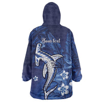 Personalized Hawaiian Maori Hammerhead Shark Wearable Blanket Hoodie Polu Plumeria LT9 - Polynesian Pride