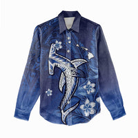 Personalized Hawaiian Maori Hammerhead Shark Women Casual Shirt Polu Plumeria LT9 - Polynesian Pride