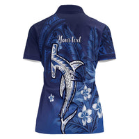 Personalized Hawaiian Maori Hammerhead Shark Women Polo Shirt Polu Plumeria LT9 - Polynesian Pride