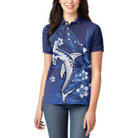 Personalized Hawaiian Maori Hammerhead Shark Women Polo Shirt Polu Plumeria LT9 - Polynesian Pride