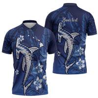 Personalized Hawaiian Maori Hammerhead Shark Zipper Polo Shirt Polu Plumeria LT9 - Polynesian Pride